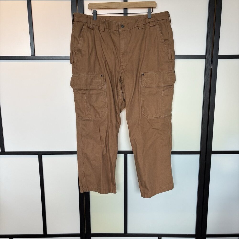 DULUTH TRADING Co Brown Cargo Construction Carpenter Pants SZ 42x28 Relaxed Fit